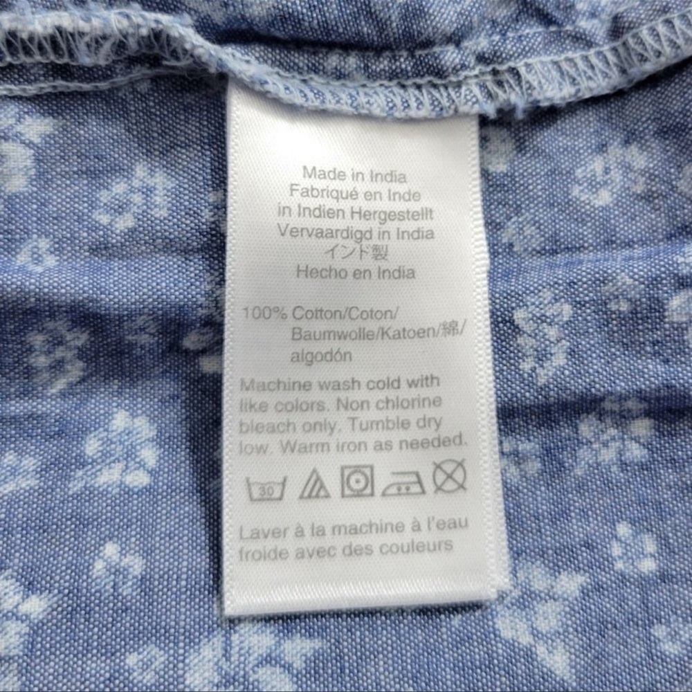 J.Crew Mercantile Sz M Blue Floral Faux Wrap Ruffle Cottage Core Mini Dress - Picture 10 of 13